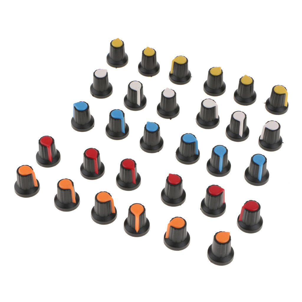30x Plastic Pot Knobs for 6mm Potentiometer Rotary Switch Encoder 5 Colours