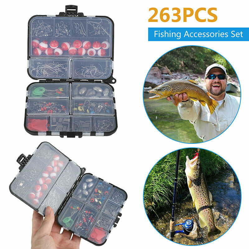 263PCS Fish Tackle Box Fishing Accessories Case Fish Hook Lure Parts Kit SetBDA