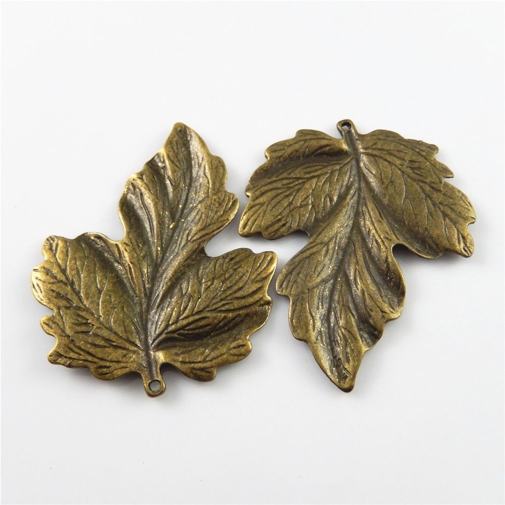 6pcs/lot Antiqued Bronze Leaves Shape Zinc Alloy Crafts Pendant Charms 63*50*3mm