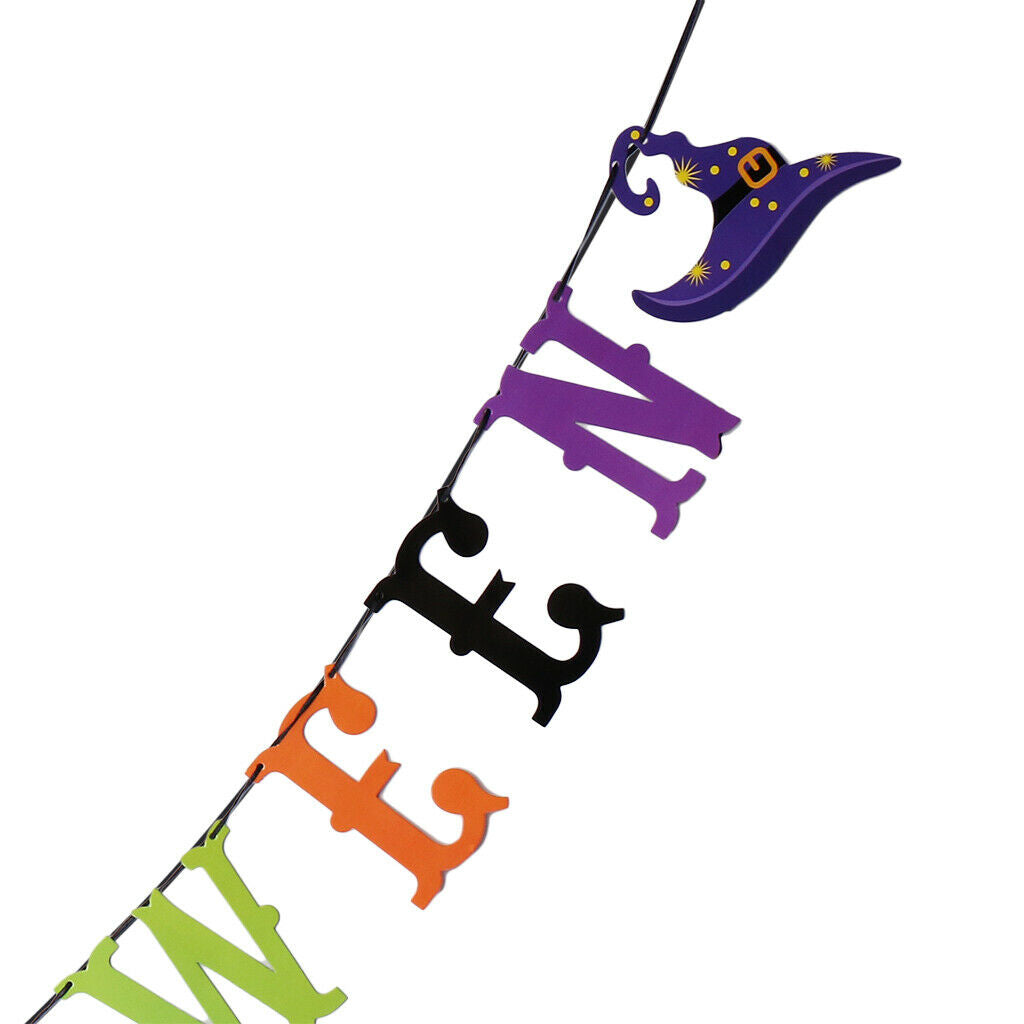 Happy Halloween Bunting Banner Spider Witch Hat Pennant Party Hanging Decor