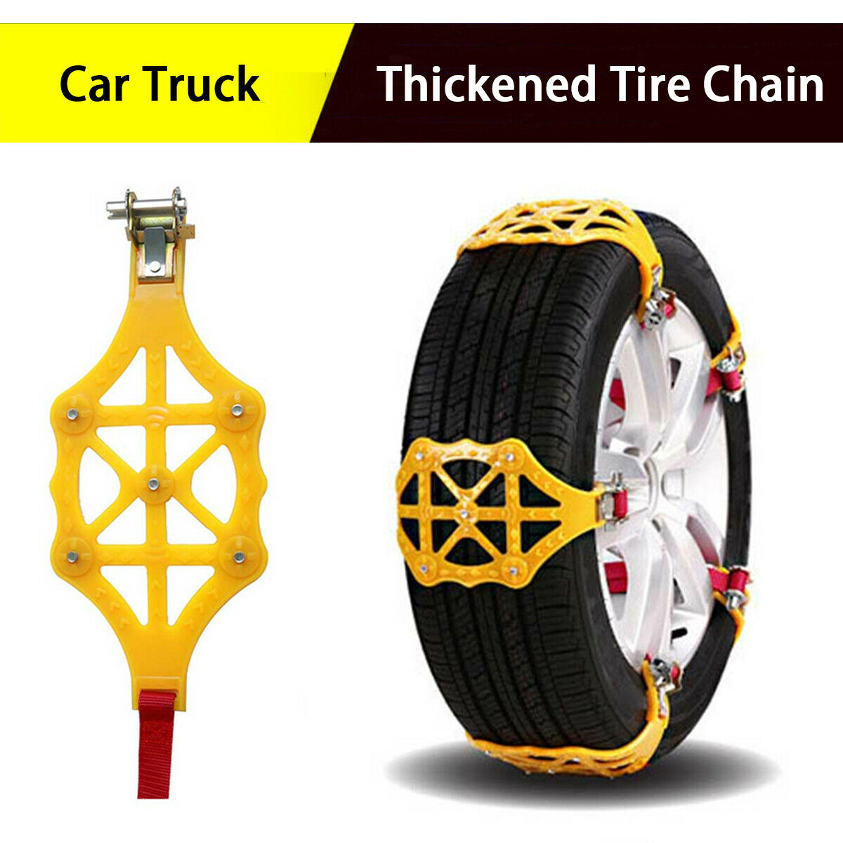 Car Snow Tire Chains Wheel Antiskid Yellow Chain 3 Piece For Car Truck SUV