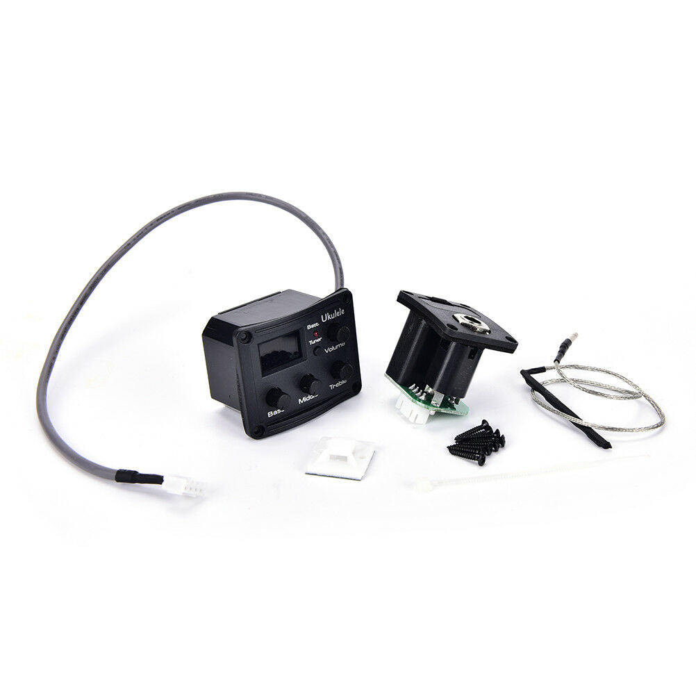 Ukulele Ukelele Piezo Pickup Preamp 3-Band EQ Equalizer Tuner System LCD DiY`WF