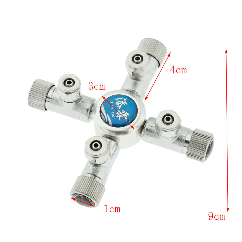 1 Pc Aluminium Alloy CO2 Solenoid Needle Valve Splitter for Aquarium 4 Way