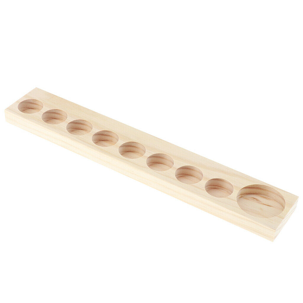 9 Slots Wood Essential Oil Tray Organizer Show Stand Rack Display Storage