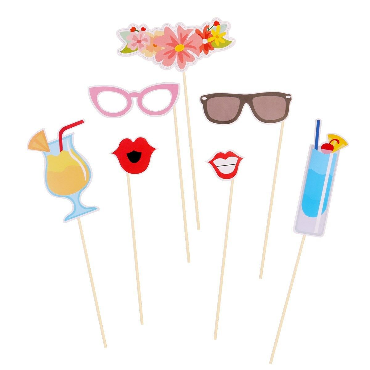 21pcs Themed Summer Party wedding Photo Booth Props Kit Party wedding Flamingo