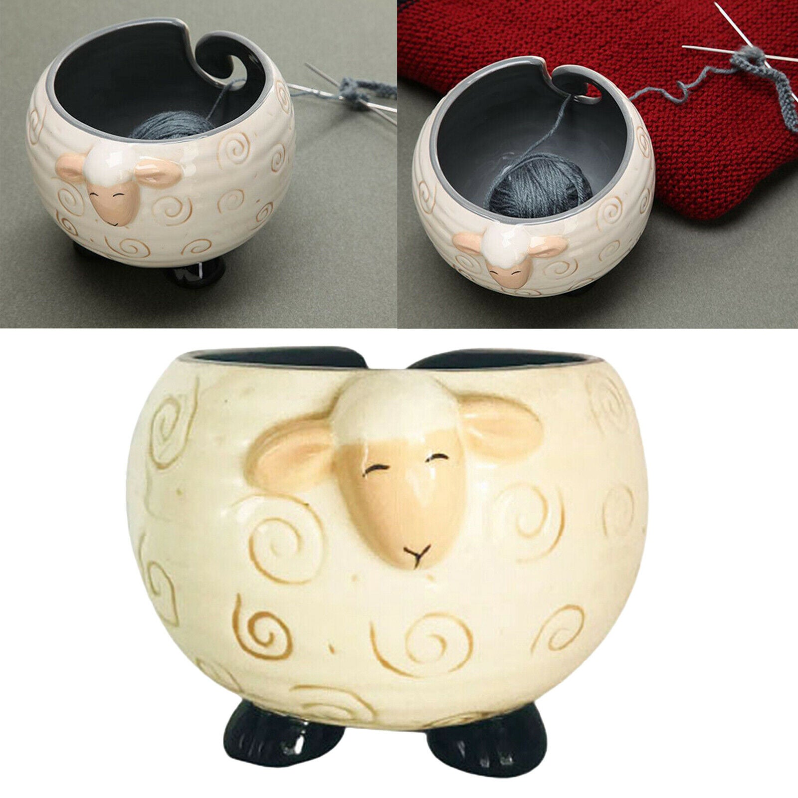 Ceramic Yarn Bowl Knitter Crochet Knitting Craft Storage Bowl Crocheting Hook