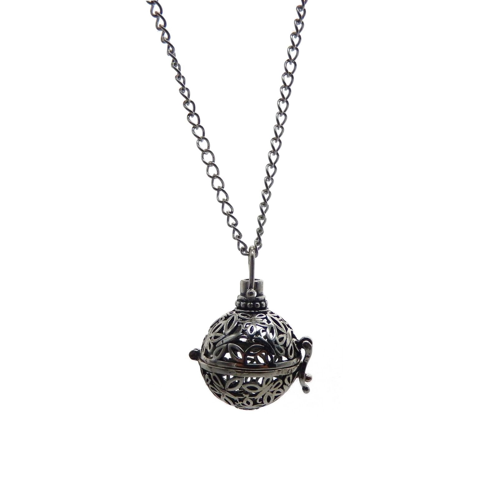 3pcs Retro Style Brass Hollow Perfume Diffuser Locket Bola Ball Harmony Necklace