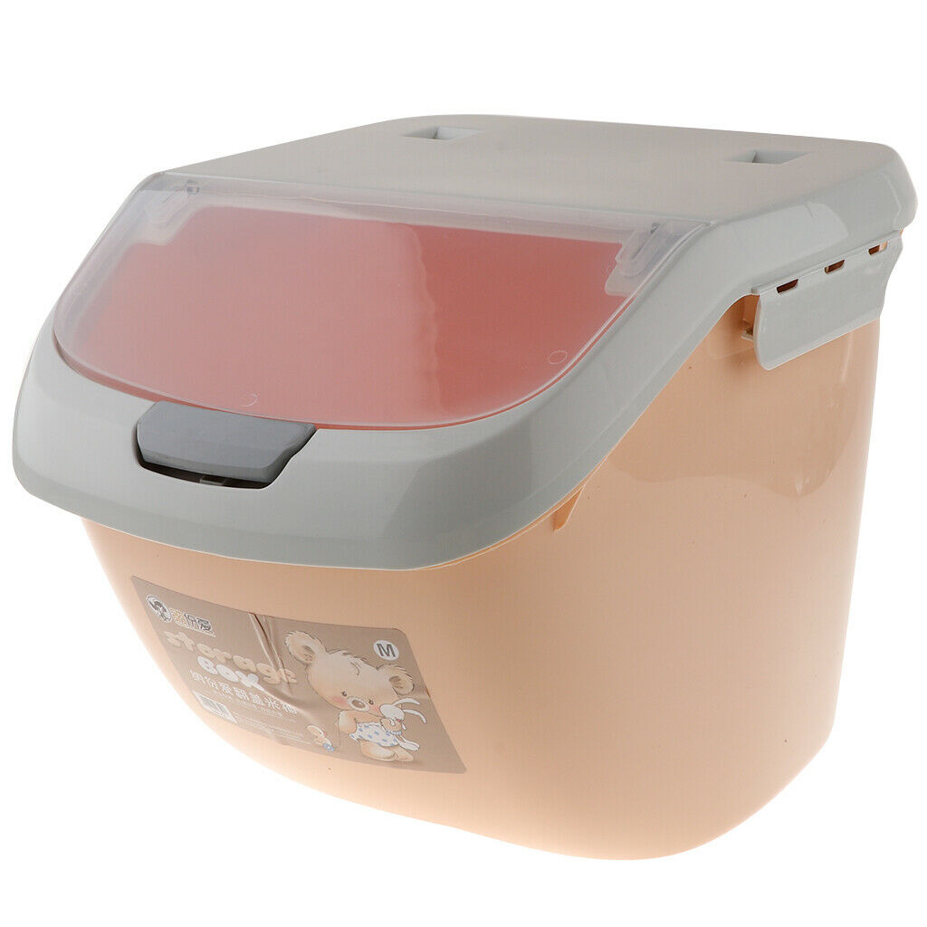 Kitchen Food Storage Container Beans Rice Box with Measuring Cup Lid Orange