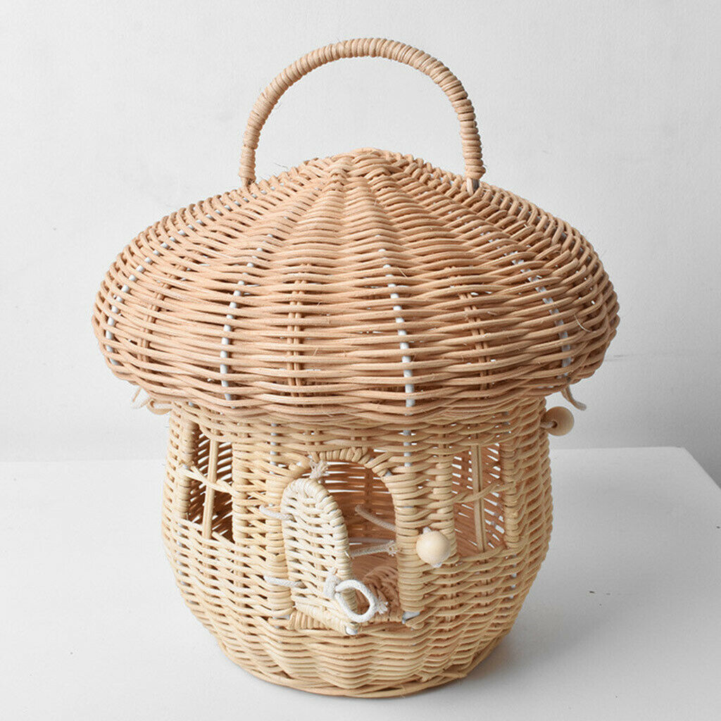 Chic Rattan Handbag Woven Shelf Organizer Box Travel Bucket Fruit Basket