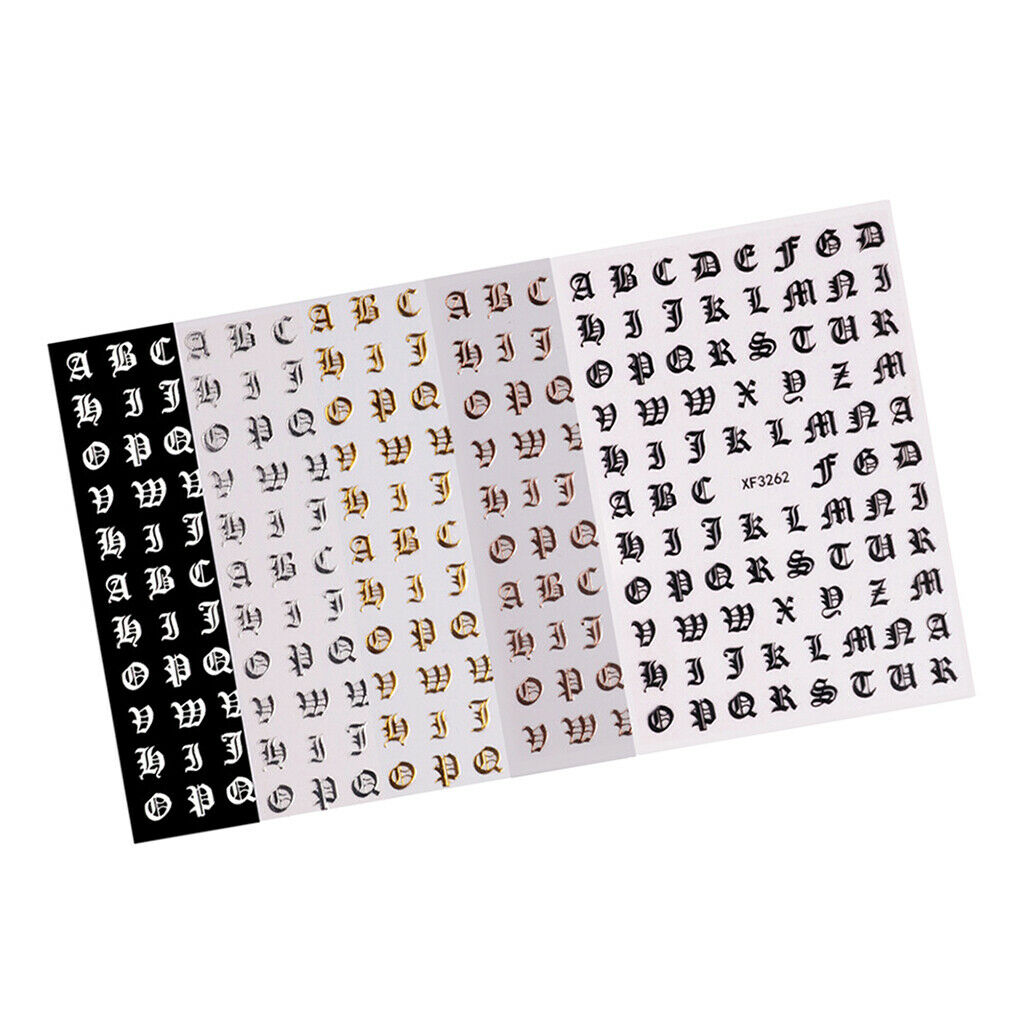 5 Pack Women Self Adhesive Nail Art Stickers Letters Decals for Mirror