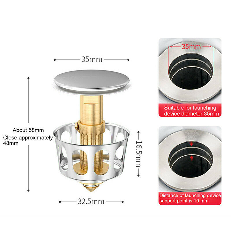 Universal Basin Pop-up Drain Filter Hair Catcher Bath Stopper Sink Strainer Plug