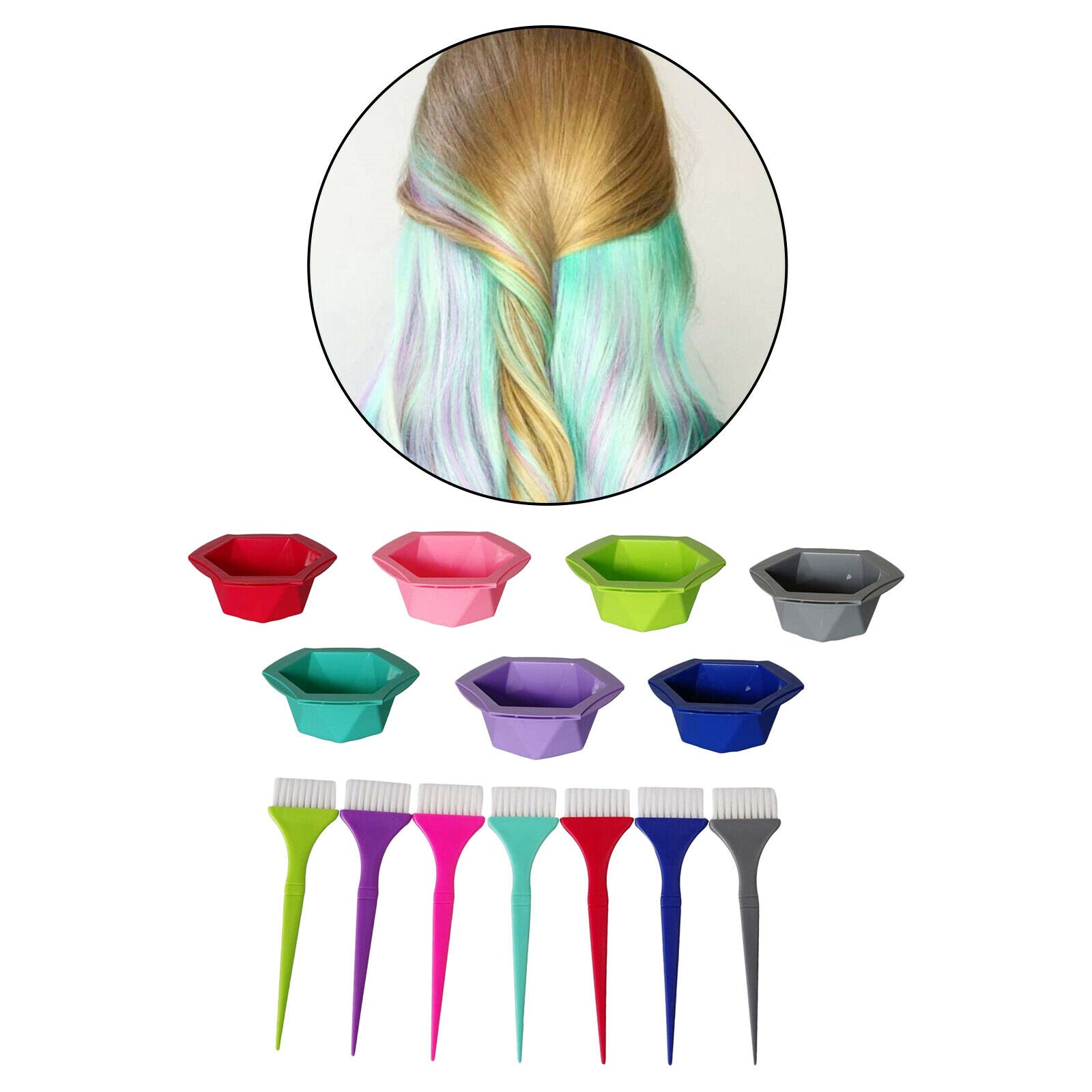 Colorful Hair Coloring Brushes Brush Easy-cleaning Stirring Bowl Set Salon