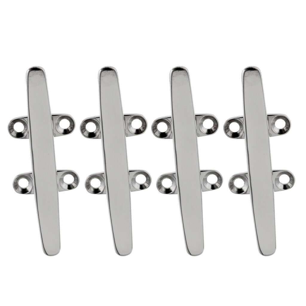 4x Boat Stainless Steel Mooring Cleat 4" Dock Deck Rope Cleat Open Base