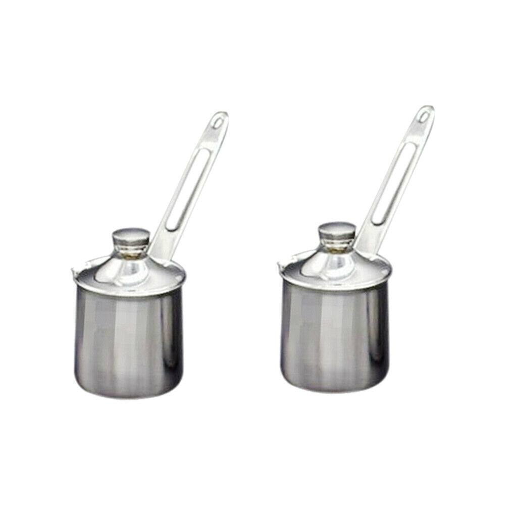 2Pcs 200ml Capacity Stainless Metal Turkish Coffee Pot Pitcher with