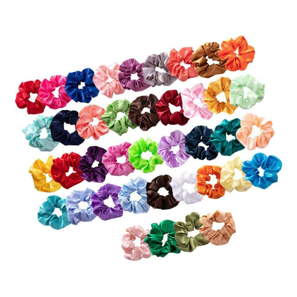Pack of 40 Women's Hair Silk Scrunchies Satin Elastic Hair Bands Ties Rope