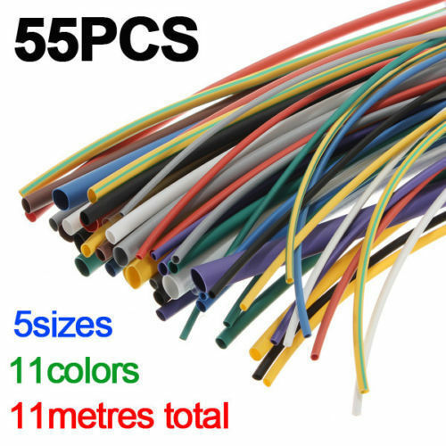 2:1 Heat Shrink Tubing Wire Sleeving Heatshrink Assortment Kit Set 55pcs