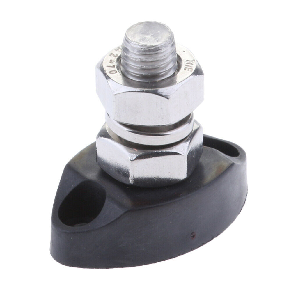 Stainless Steel Single Stud Power Ground Junction Block 8mm  Black