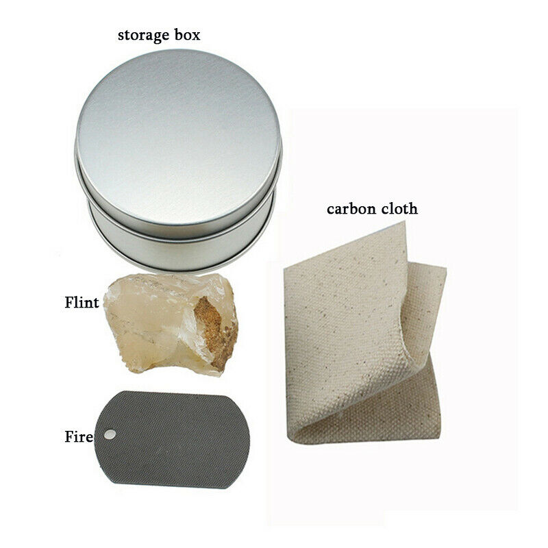 Carbon Steel Fire Striker Flint Stone Char Cloth Hand Forged Fire Starter Kit