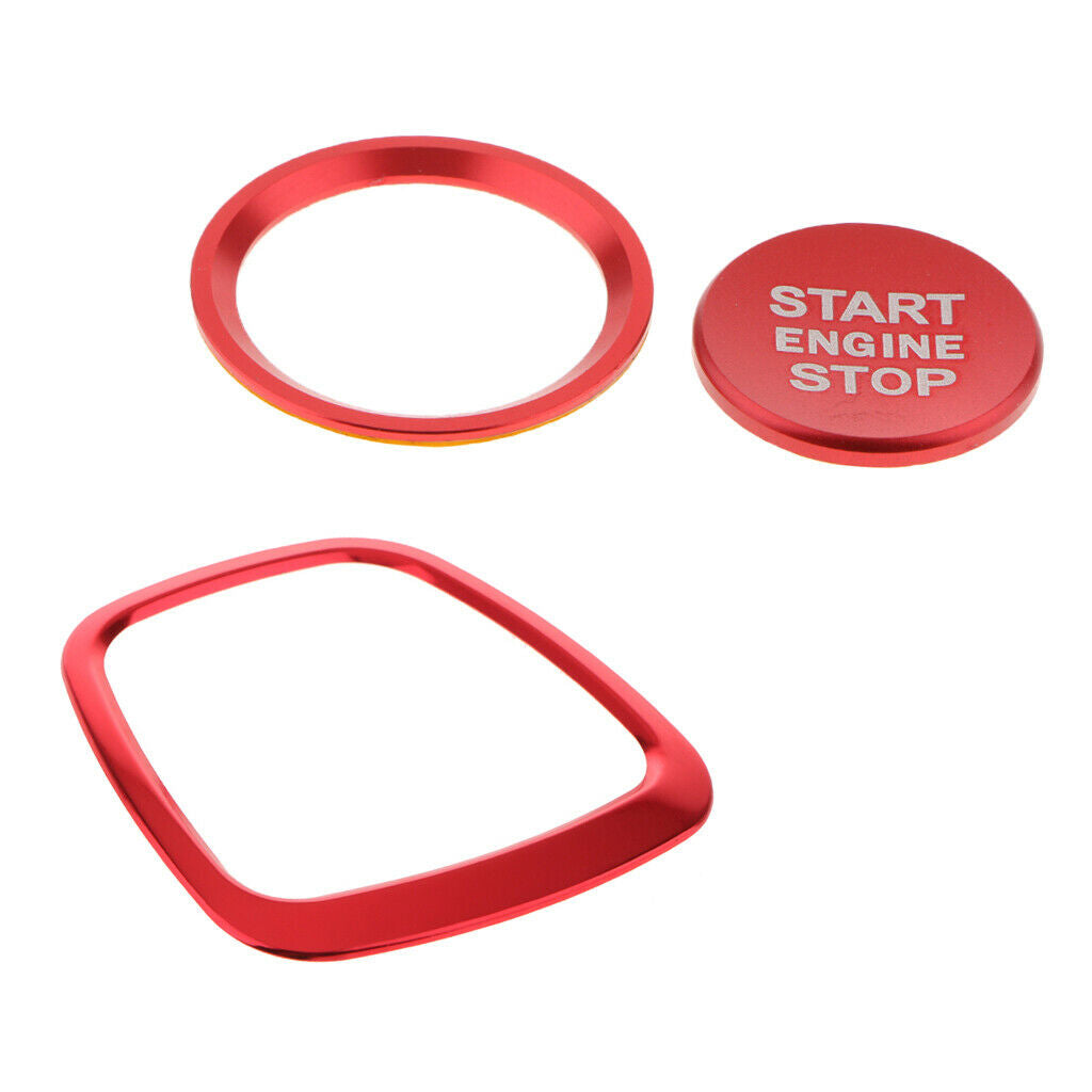 3pcs Full Trim Engine Start Stop Button Red  Chrome Cover for Audi Red