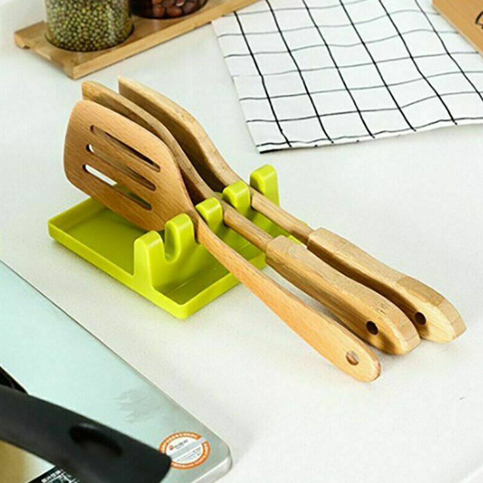 Kitchen Spoon Rest Rack Stand Utensil Spatula Cooking Tools Holder Storage Shelf