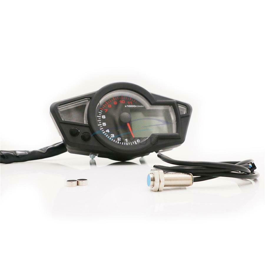 DC 12V LCD LCD Digital Odometer Tachometer For 2 and 4 Cylinder Motorcycles