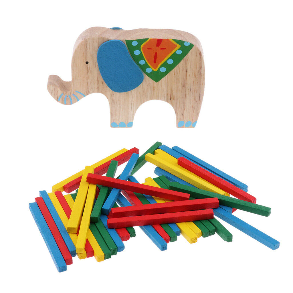 Wooden Stick Stacking Balance Beam Wooden Puzzle Building Blocks  Elephant