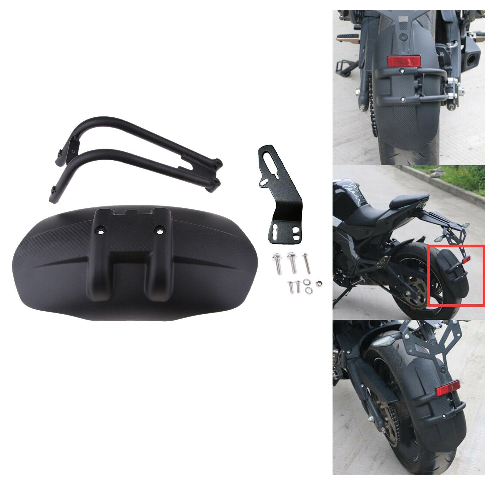 Universal Black Motorcycle Motorbike Rear Wheel Fender Splash Guard Cover