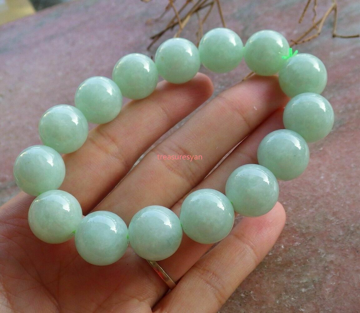 Certified Green 100% Natural A JADE Jadeite Beads Bangle Bracelet 12-13mm
