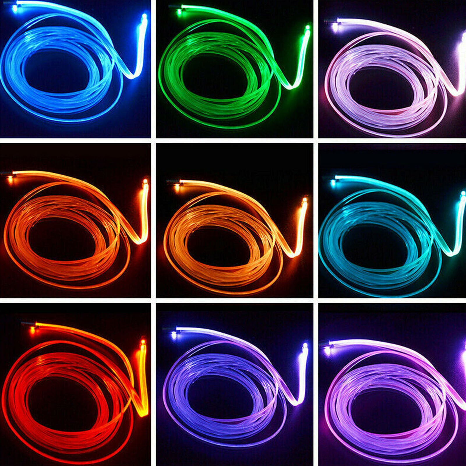 6M RGB LED Car Interior Fiber Optic Neon Wire Strip Atmosphere Light Kit APP