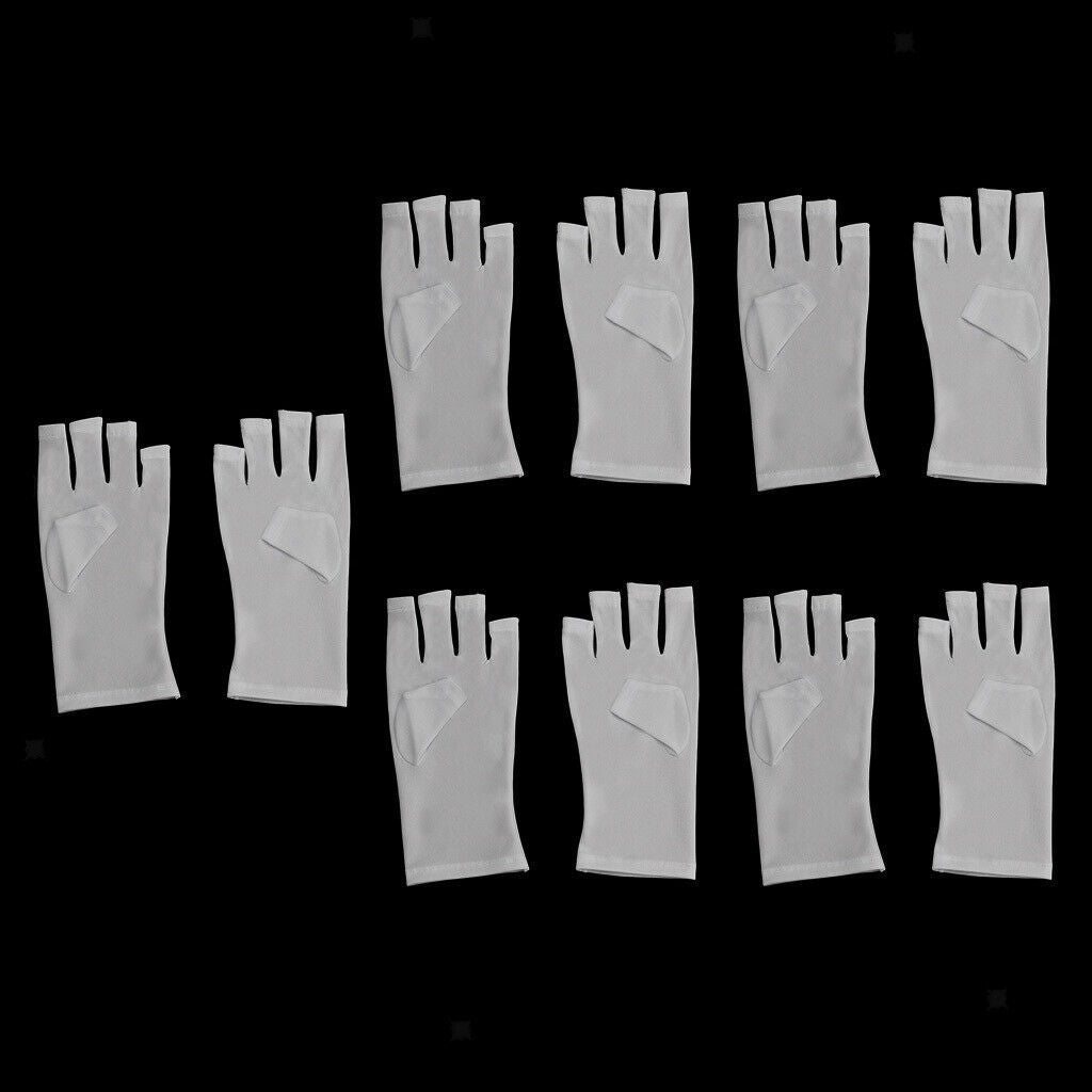 5 Pairs Fabric Anti UV Protection Gloves for Gel Polish Nail Dryer LED