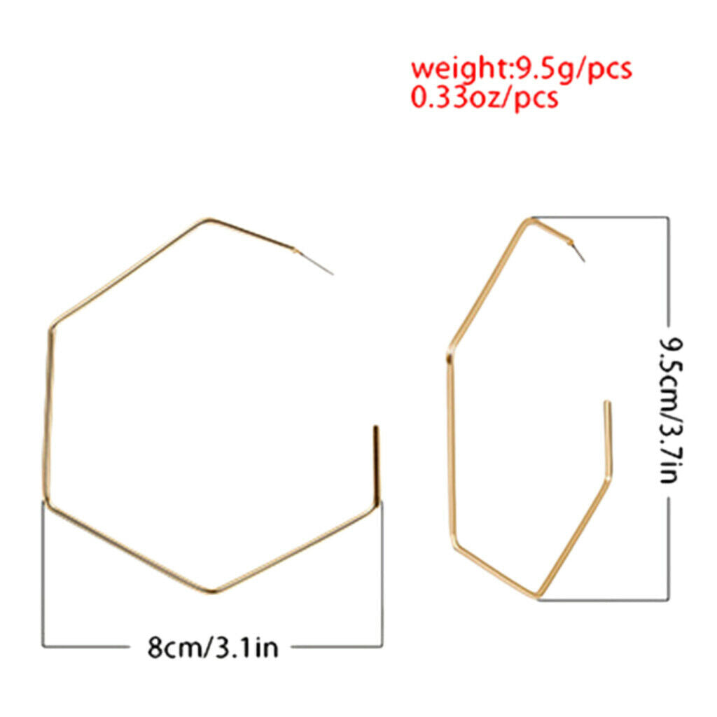 1 Pair Hexagonal Ear Studs Large Circle Earrings for Women Lady Fashion