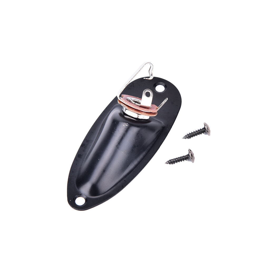 Black Boat Input Output Jack Plate Socket With Screws for Fender Strat Guitar DD