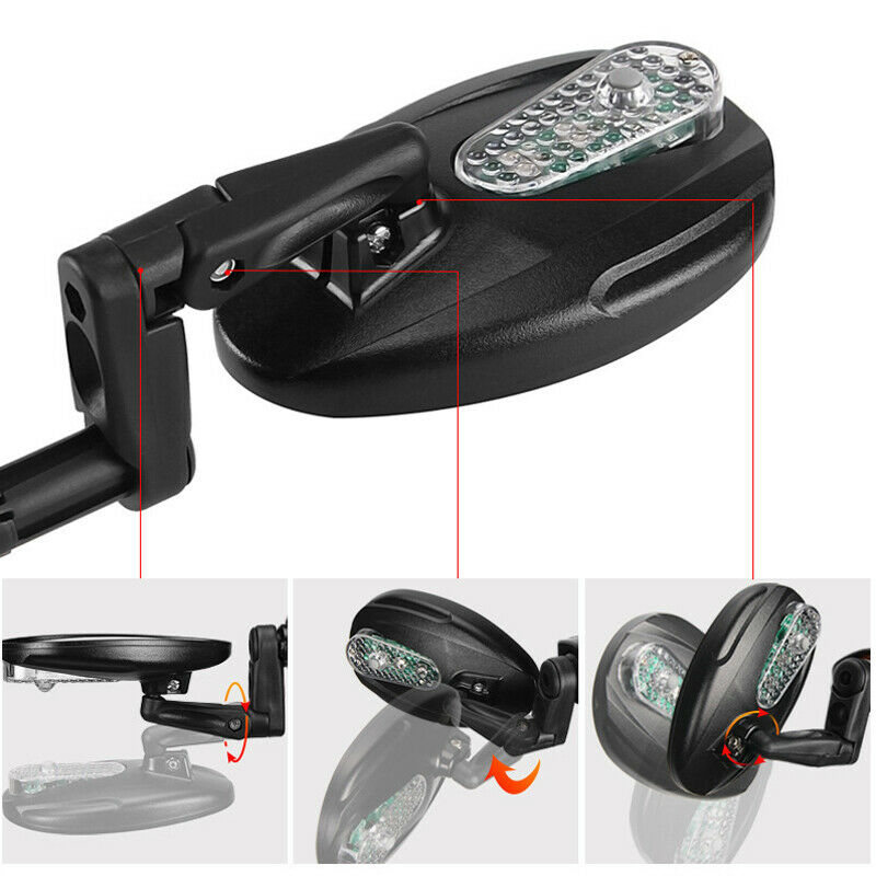 Bicycle Rearview Mirror 360Â° Wide-angle Convex Plane Handlebar Mirror with Light