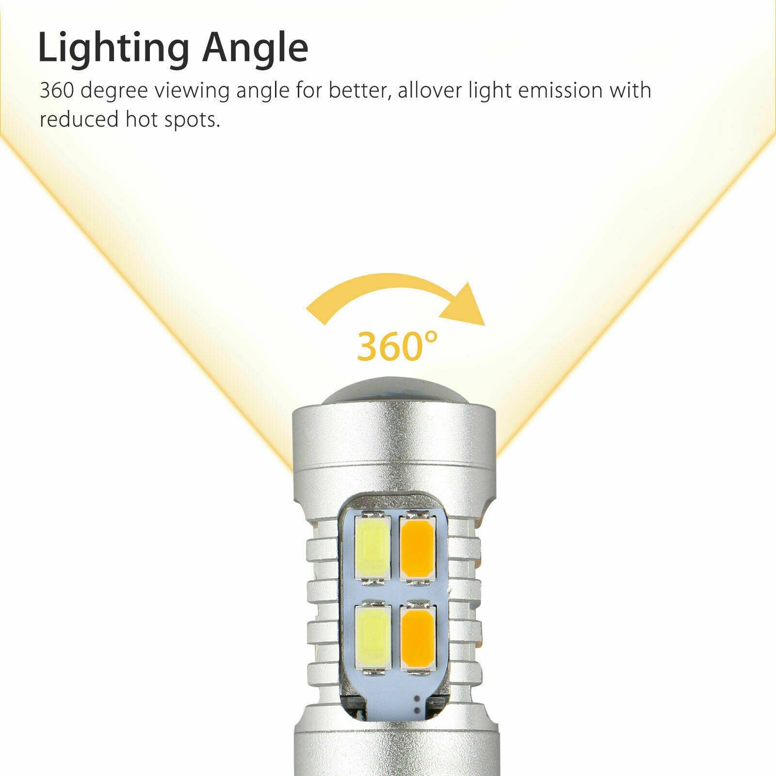 2x 1157 Dual Color Switchback 5630 6000K White/Amber LED Signal Turn Light Bulbs