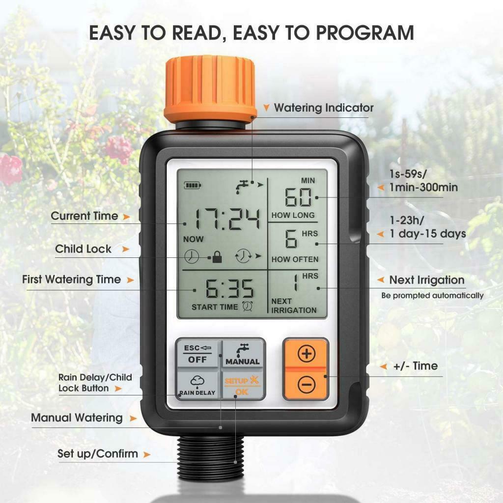Programmable Water Timer IP65 Waterproof Upgrade Material for Garden