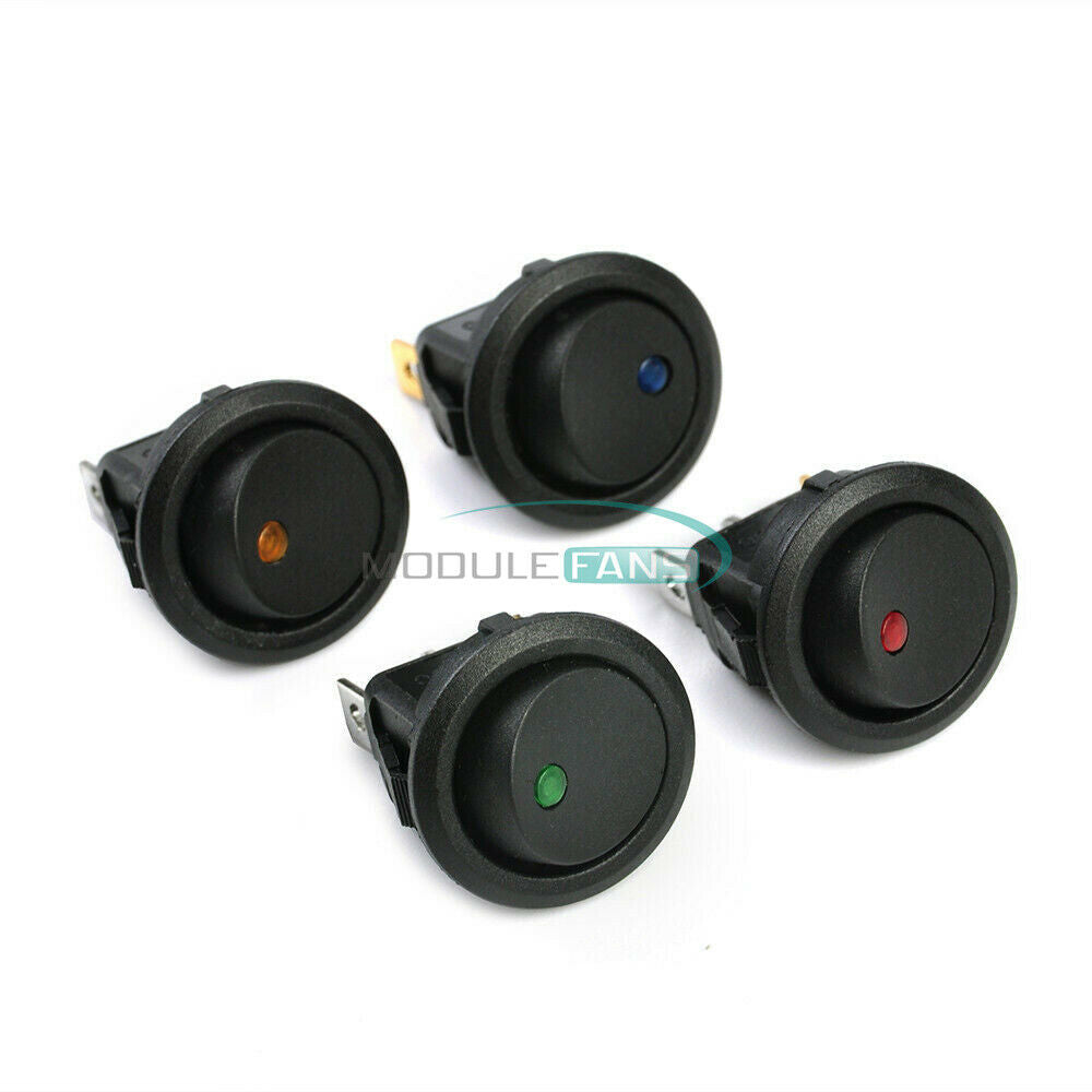 20PCS 12V 3Pin 4 Colors Rocker Car Boat Dot LED Light Switch ON/OFF