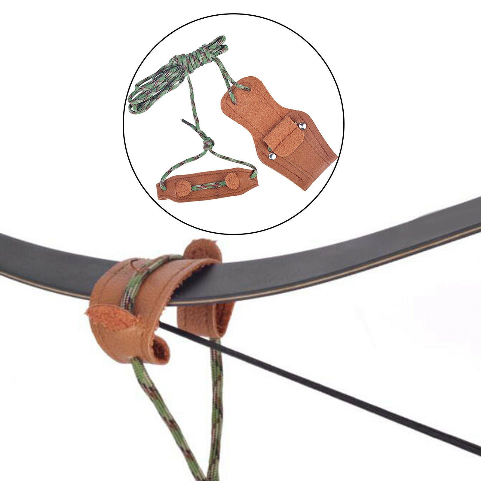 Traditional Leather Bow Stringer Recurve Long Bow Rope Hunting Shooting