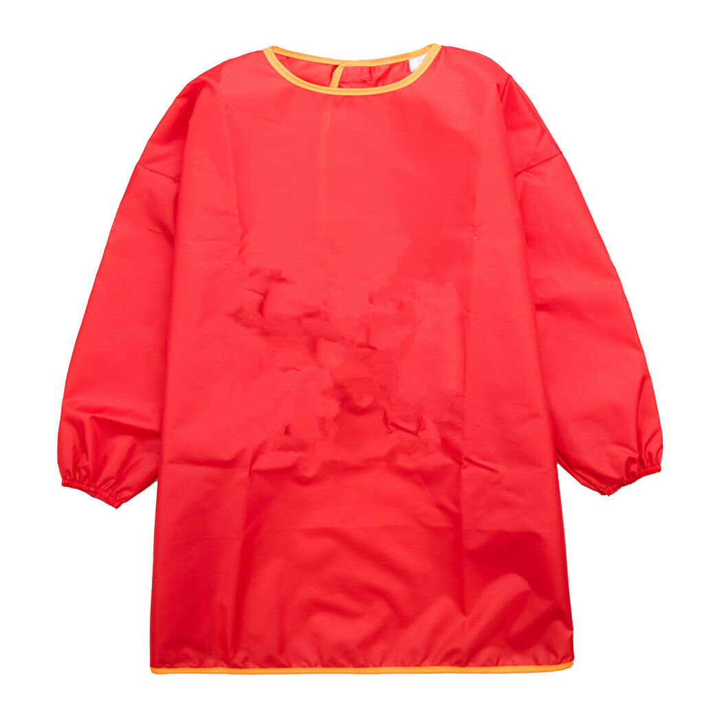 10 Pieces Long Sleeve Red Kids Aprons Bibs Drawing Smocks for 90-100cm