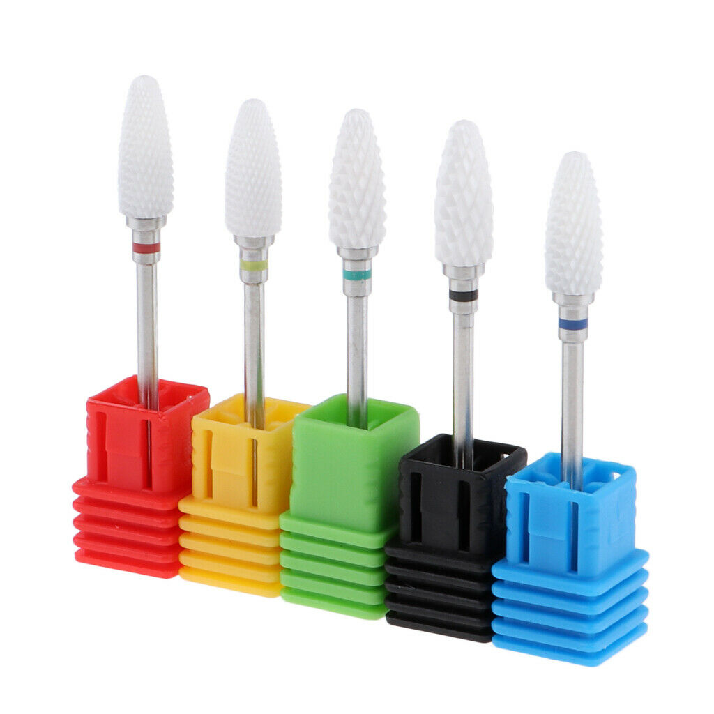 5pcs/set Ceramic Nail Art Grinding Head Drill Bits Manicure Gel Remover Tool - B