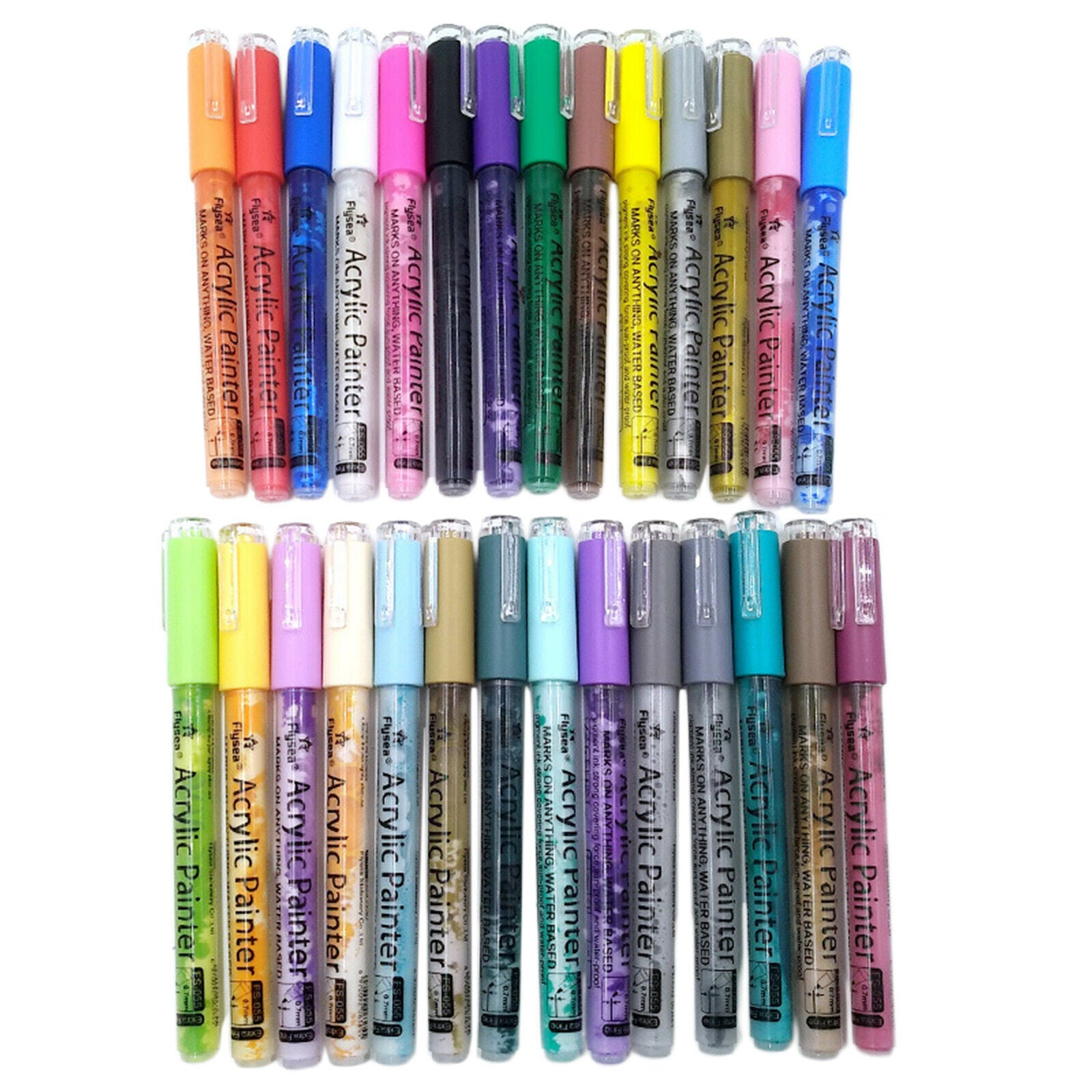 28x Acrylic Paint Pens Fine Tip Metal DIY Painting Markers Coloring Writing