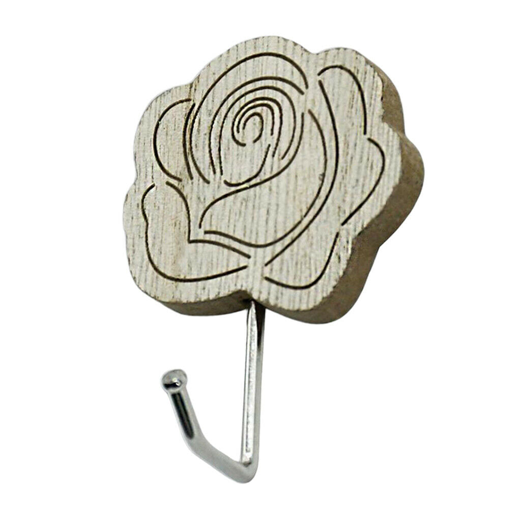 5 Pcs Retro Style Wood Wall Hanger Hook Stick on Home Coat Wall Hangers