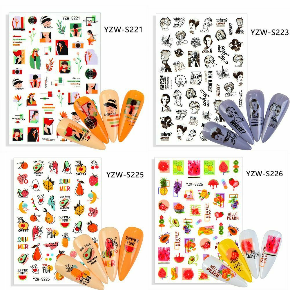 Banana Leaf Lemon Summer Fruit Nail Stickers Manicure Decor Adhesive Decals