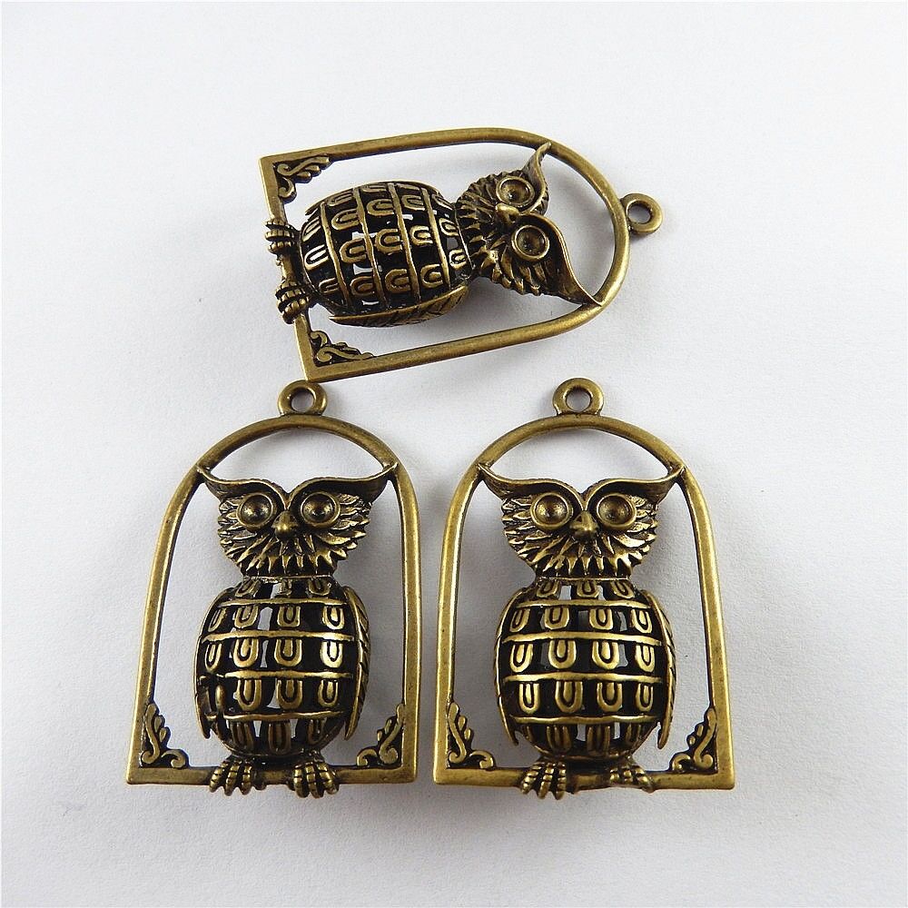 5 pcs Antiqued Bronze Zinc Alloy Cute Owl Charms Necklace Pendant Findings 31243