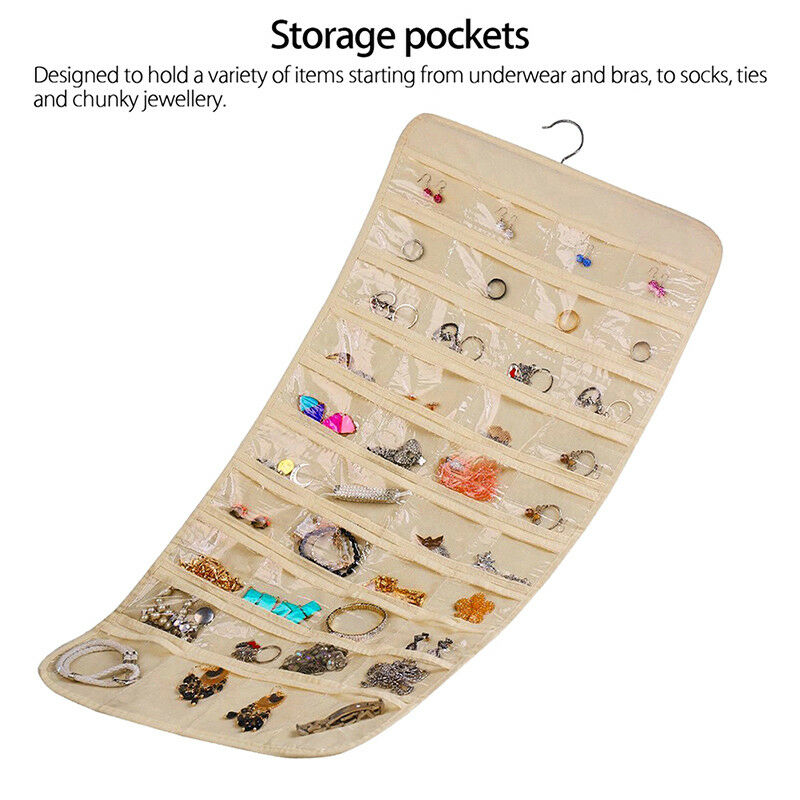 80Pockets Hanging Jewelry Organizers Storage for Holding Earring Jewelrie NT JBD