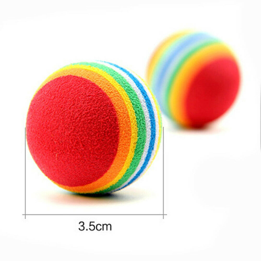 Cute 6Pcs Colorful Pet Soft Foam Rainbow Play Balls Cat Kitten Activity Toys
