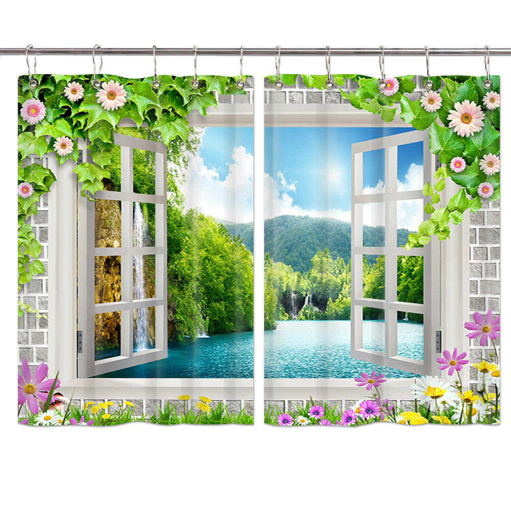 Natural Landscape Window Treatments for Kitchen Curtains 2 Panels,55X39â€˜â€™