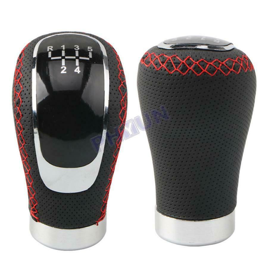 Black PU Leather Car Gear Shift Knob Manual Shifter Lever w/ Cap Cover Universal