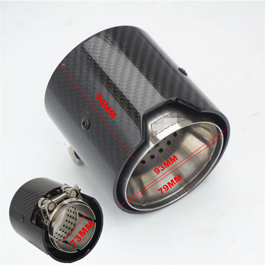 1PC 73mm In 93mm Out Glossy Carbon Fiber Exhaust Tip For BMW M2 M3 F80 M4 M5 M6