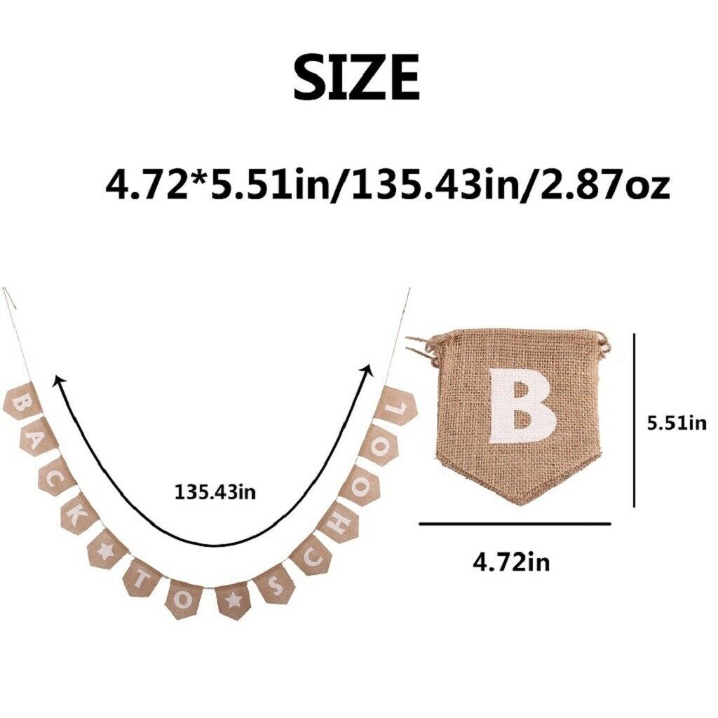 Back to School Natural Burlap Banner with Star Printed for Class Decoration