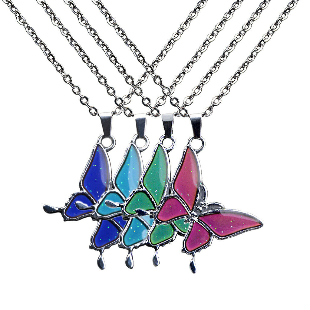4pcs Fashionable Color-changing Mood Necklace Wife Lover Valentines's Gift